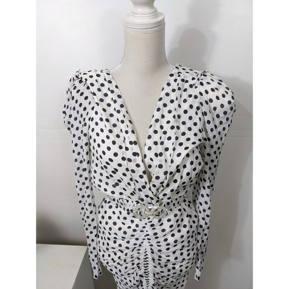 RONNY KOBO Women's Astrid Black White Polka Dot Dress Size Medium - Picture 2 of 7